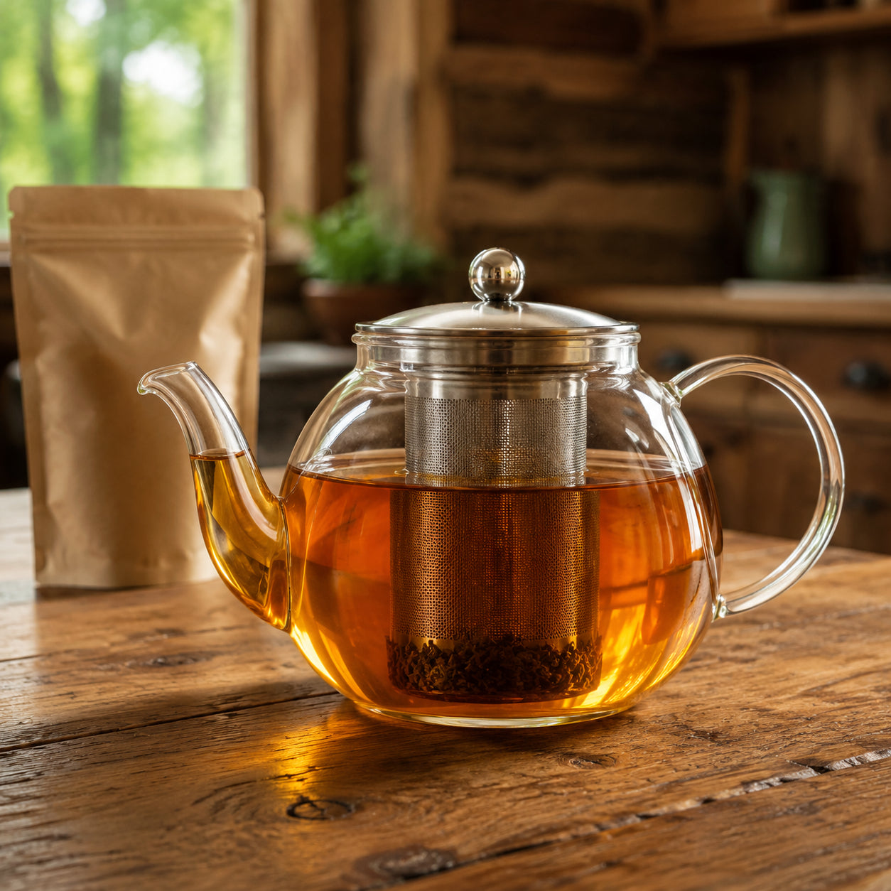 32 ounce glass teapot with stainless steel micromesh infuser