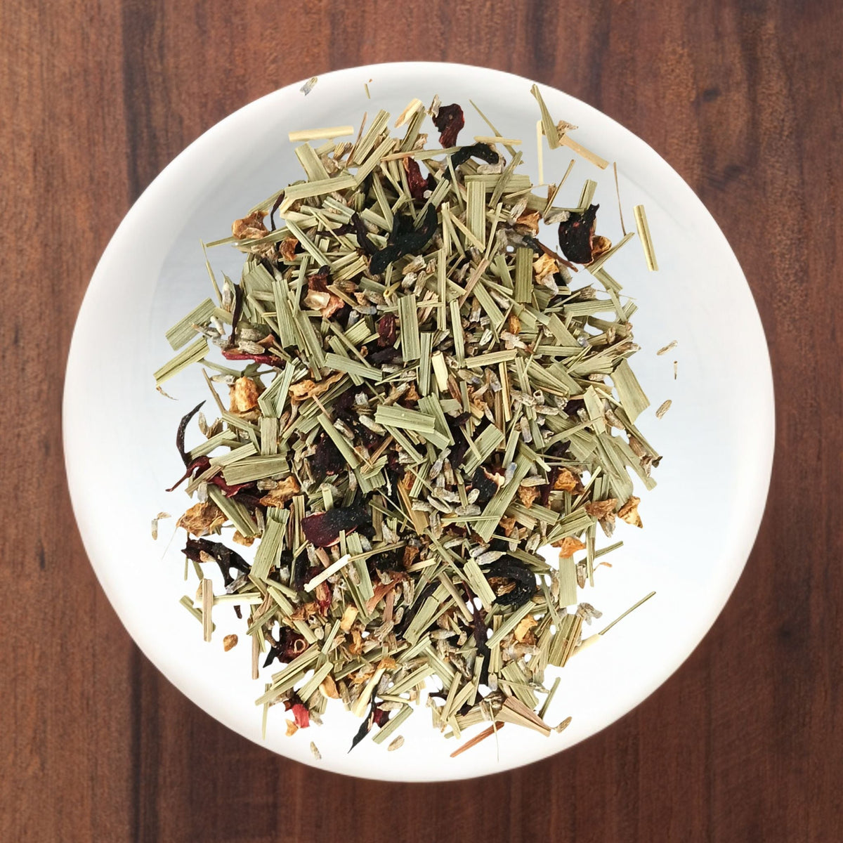 Lavender Falls loose leaf tea packaging and brewed cup